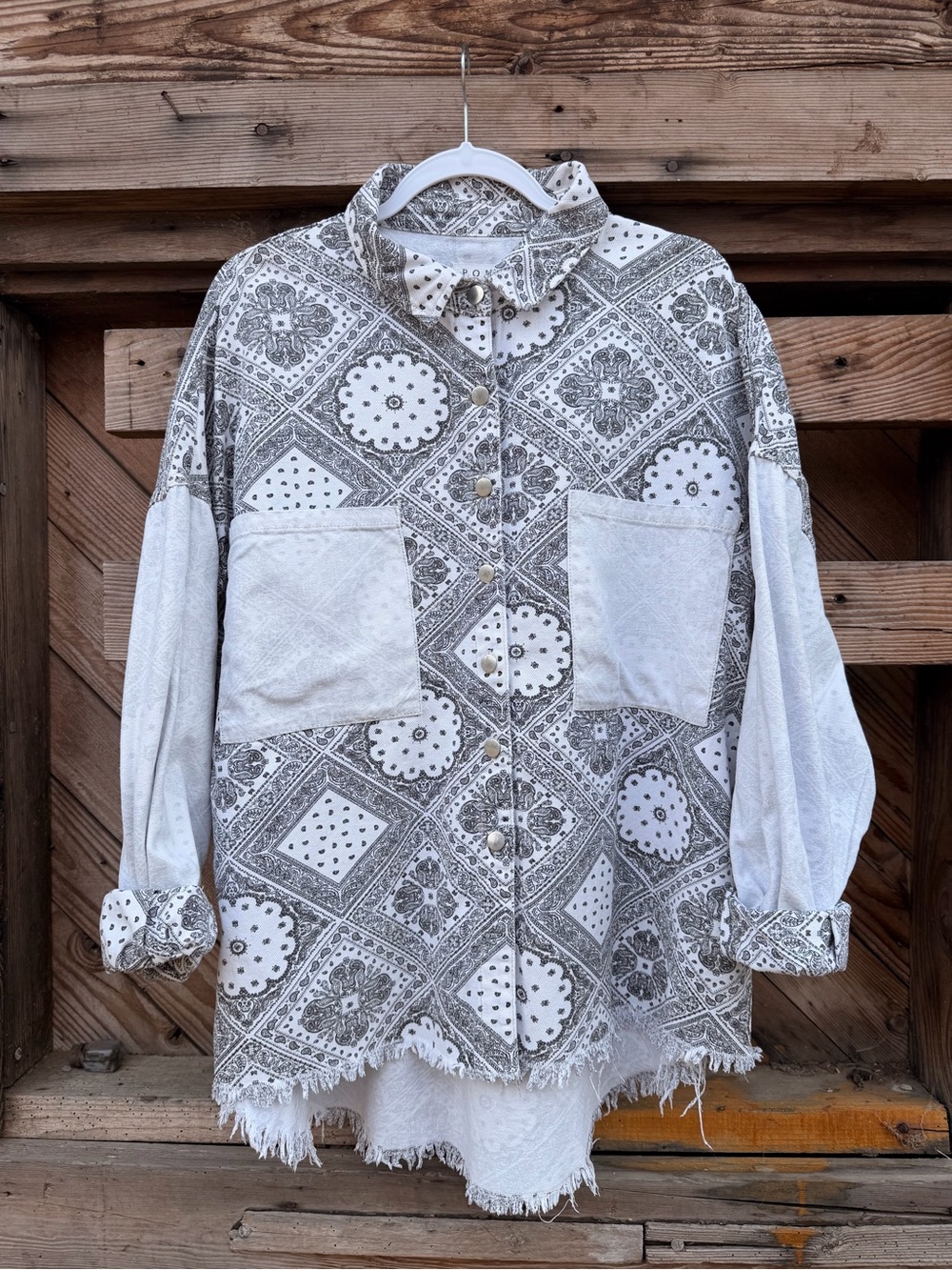 POL Denim Button-Down Patch Pocket Shirt